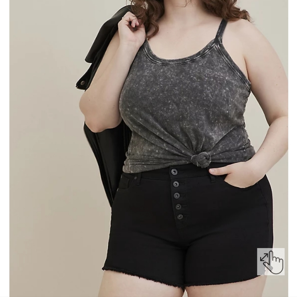 TORRID LOVESICK TANK - COTTON BLACK WASH